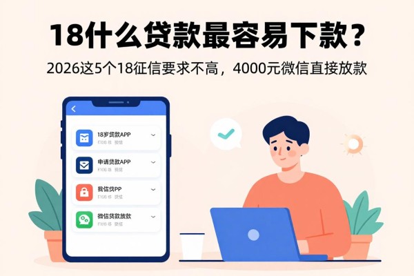 18什么贷款最容易下款？2026这5个18借款APP对征信要求不高，4000元微信直接放款！