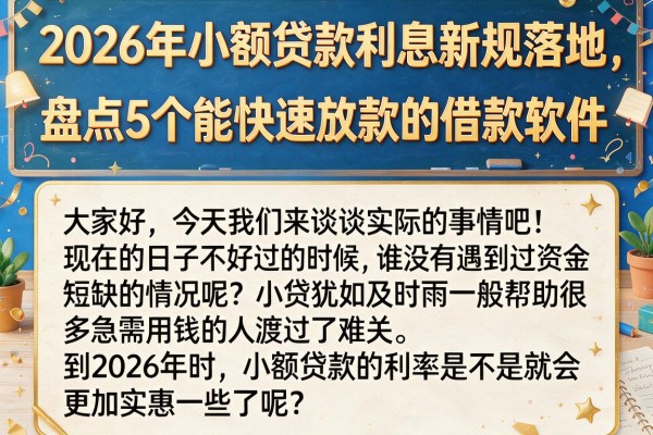 2026年小额贷款利息新规落地，盘点5个能快速放款的借款软件