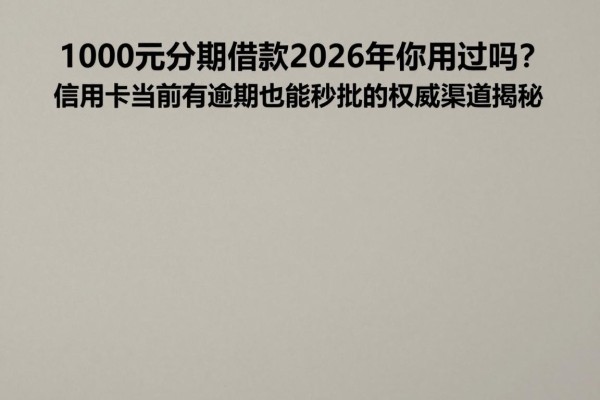 1000元分期借款2026年你用过吗？信用卡当前有逾期也能秒批的权威渠道揭秘