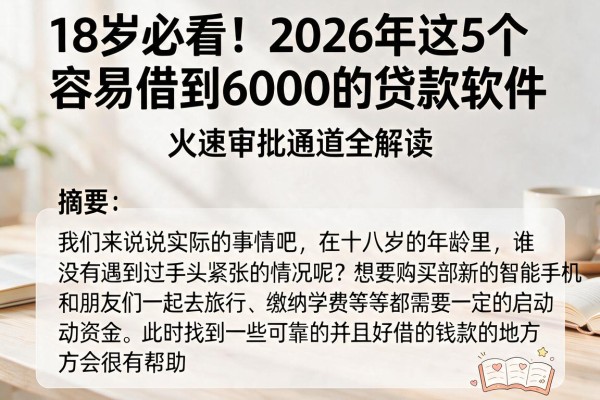 18岁必看！2026年这5个容易借到6000的贷款软件，火速审批通道全解读