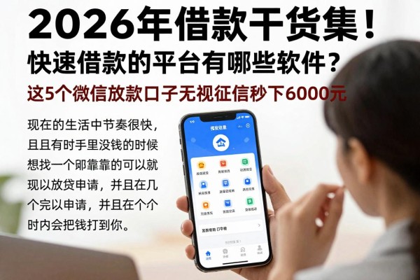 2026年借款干货集!快速借款的平台有哪些软件?这5个微信放款口子无视征信秒下6000元!