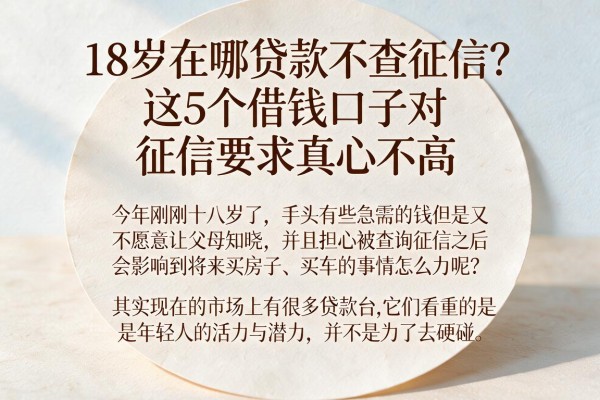 18岁在哪贷款不查征信?这5个借钱口子对征信要求真心不高