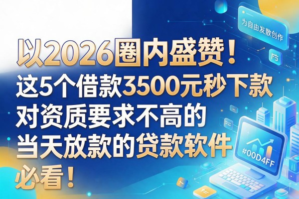 2026圈内盛赞！这5个借款3500元秒下款、对资质要求不高的当天放款的贷款软件，必看！