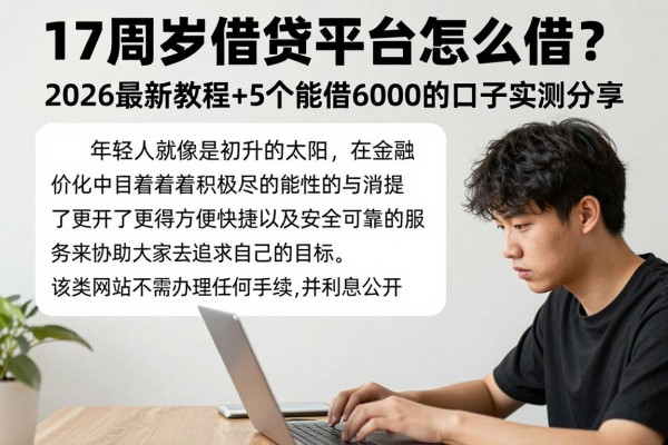 17周岁借贷平台怎么借?2026最新教程+5个能借6000的口子实测分享