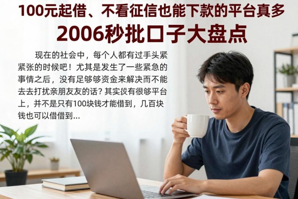100元起借、不看征信也能下款的平台真多！2026秒批口子大盘点