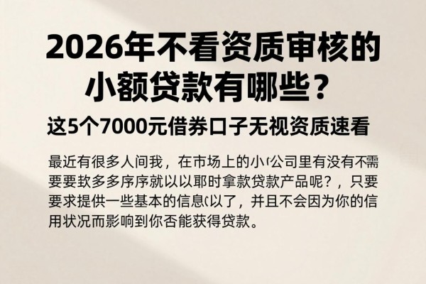 2026年不看资质审核的小额贷款有哪些？这5个7000元借款口子无视资质速看