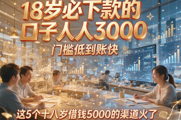 18岁必下款的口子人人3000，门槛低到账快，这5个十八岁借钱5000的渠道火了