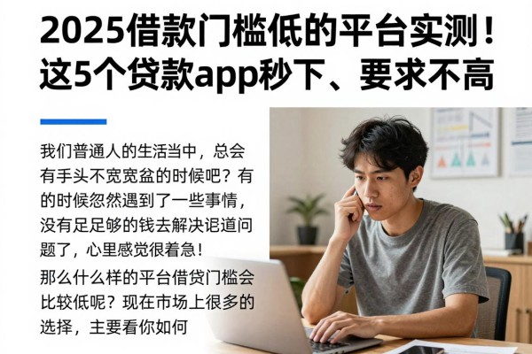 2025借款门槛低的平台实测！这5个贷款app秒下、要求不高
