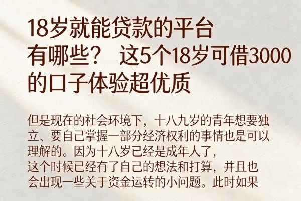 18岁就能贷款的平台有哪些?这5个18岁可借3000的口子体验超优质