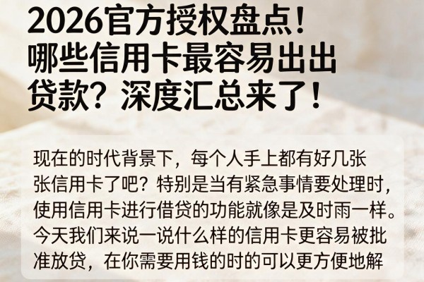 2026官方授权盘点！哪些信用卡最容易出贷款？深度汇总来了！