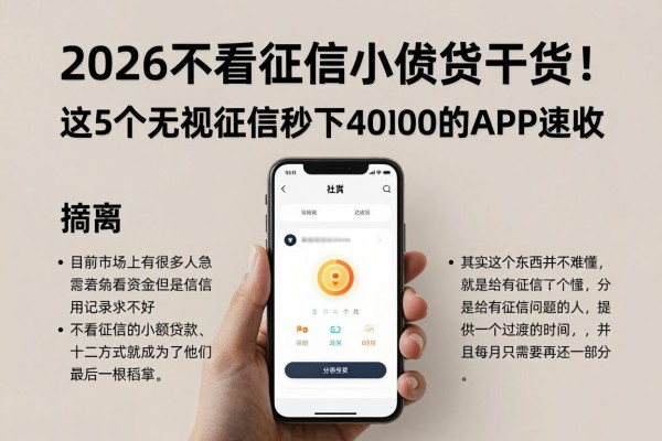 2026不看征信小额贷款干货!12期还款轻松借,这5个无视征信秒下4000的APP速收