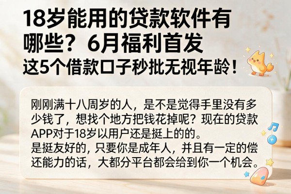 18岁能用的贷款软件有哪些?6月福利首发,这5个借款口子秒批无视年龄!