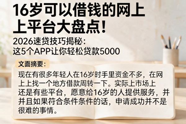 16岁可以借钱的网上平台大盘点！2026速贷技巧揭秘：这5个APP让你轻松贷款5000
