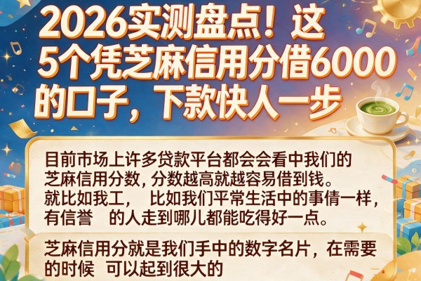2026实测盘点！这5个凭芝麻信用分借6000的口子，下款快人一步