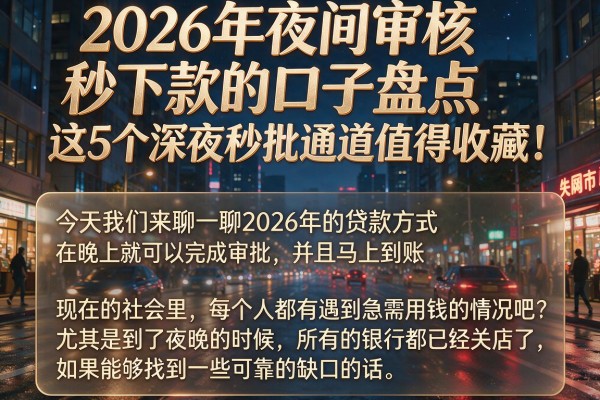 2026年夜间审核秒下款的口子盘点，这5个深夜秒批通道值得收藏！