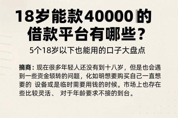 18岁能下款4000的借款平台有哪些？5个18岁以下也能用的口子大盘点