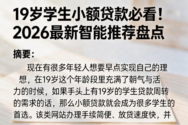 19岁学生小额贷款必看！2026最新智能推荐盘点