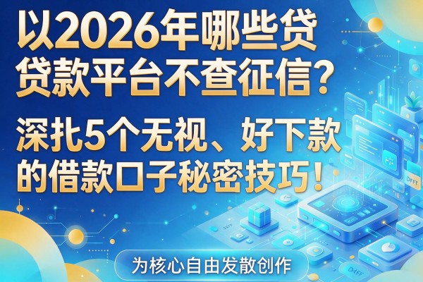 2026年哪些贷款平台不查征信？深扒5个无视、好下款的借款口子秘密技巧！