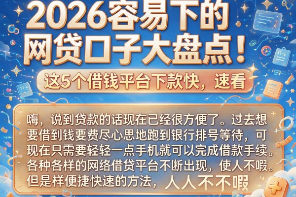 2026容易下的网贷口子大盘点！这5个借钱平台下款快，速看
