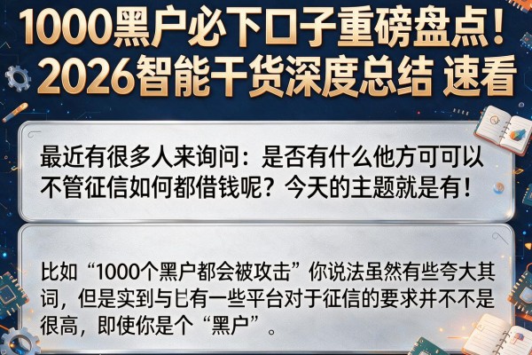 1000黑户必下口子重磅盘点！2026智能干货深度总结，速看