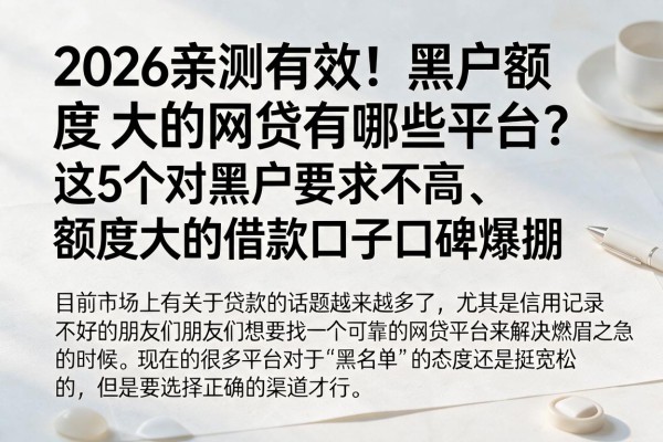 2026亲测有效！黑户额度大的网贷有哪些平台？这5个对黑户要求不高、额度大的借款口子口碑爆棚