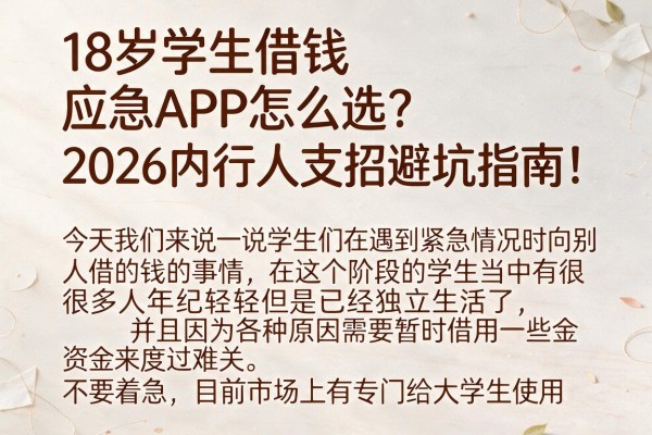 18岁学生借钱应急APP怎么选？2026内行人支招避坑指南！