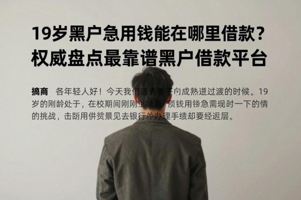 19岁黑户急用钱能在哪里借款？权威盘点最靠谱黑户借款平台