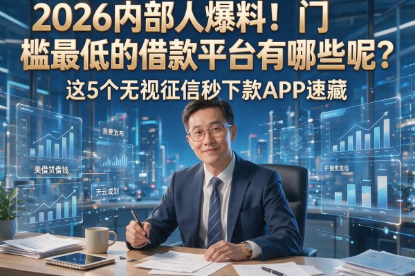 2026内部人爆料！门槛最低的借款平台有哪些呢？这5个无视征信秒下款APP速藏