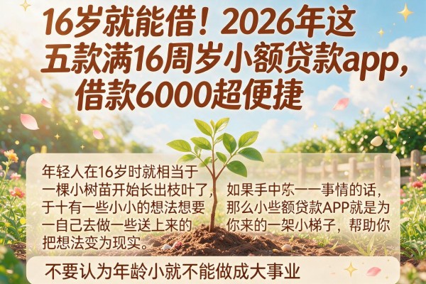 16岁就能借！2026年这五款满16周岁小额贷款app，借款6000超便捷
