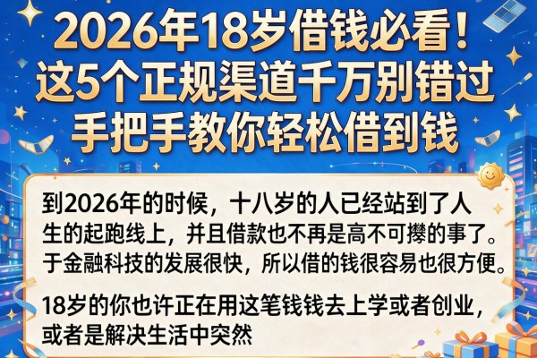 2026年18岁借钱必看！这5个正规渠道千万别错过，手把手教你轻松借到钱