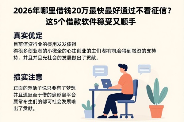2026年哪里借钱20万最快最好通过不看征信?这5个借款软件稳妥又顺手