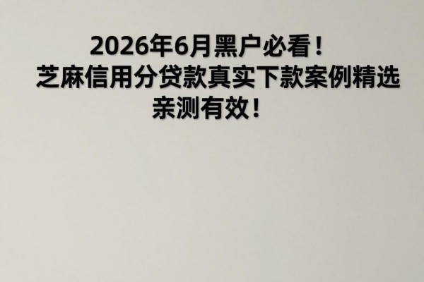 2026年6月黑户必看！芝麻信用分贷款真实下款案例精选，亲测有效！
