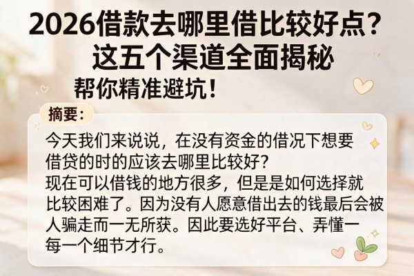 2026借款去哪里借比较好点?这五个渠道全面揭秘,帮你精准避坑!