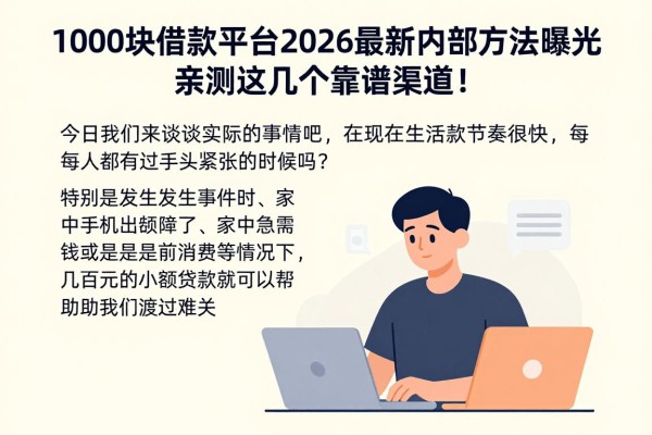 1000块借款平台2026最新内部方法曝光，亲测这几个靠谱渠道！