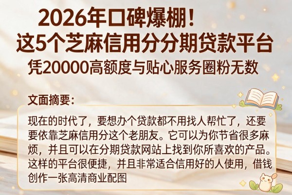 2026年口碑爆棚！这5个芝麻信用分分期贷款平台，凭20000高额度与贴心服务圈粉无数