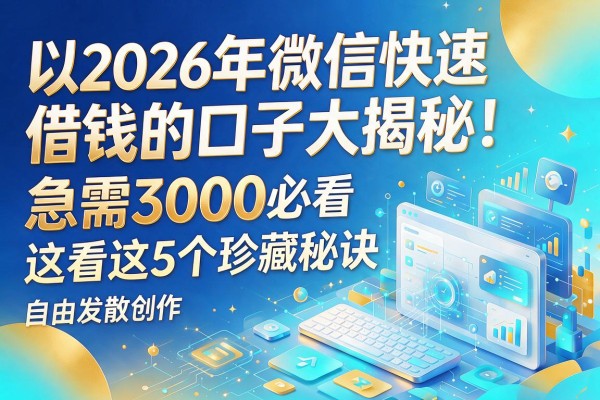 2026年微信快速借钱的口子大揭秘！急需3000必看这5个珍藏秘诀