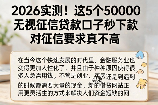 2026实测！这5个50000无视征信贷款口子秒下款，对征信要求真不高