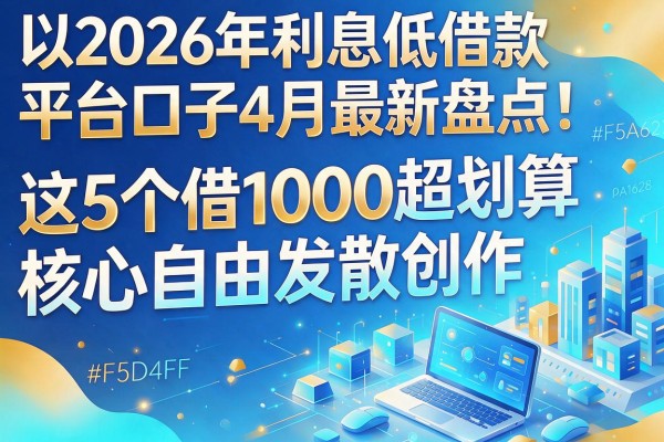 2026年利息低借款平台口子4月最新盘点！这5个借1000超划算