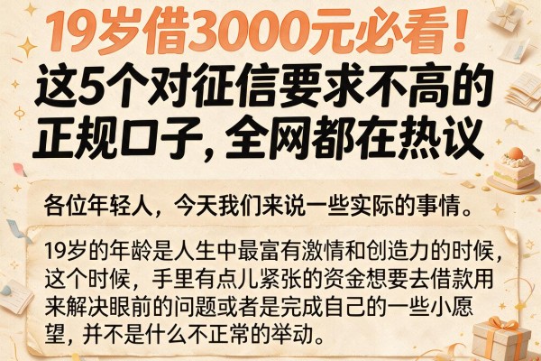 19岁借3000元必看!这5个对征信要求不高的正规口子,全网都在热议