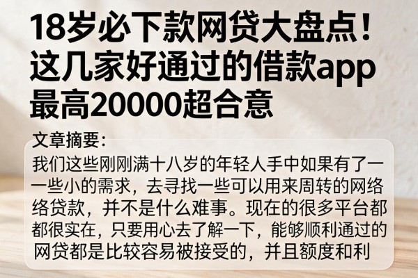 18岁必下款网贷大盘点!这几家好通过的借款app,最高20000超合意