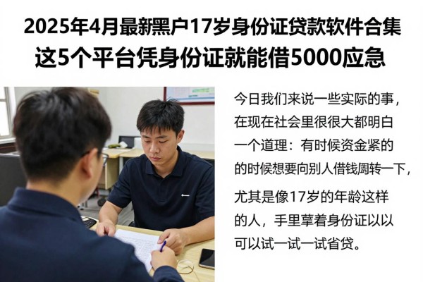2025年4月最新黑户17岁身份证贷款软件合集，这5个平台凭身份证就能借5000应急