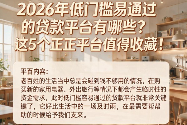 2026年低门槛易通过的贷款平台有哪些？这5个正规平台值得收藏！