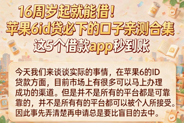 16周岁起就能借！苹果6id贷必下的口子亲测合集，这5个借款app秒到账
