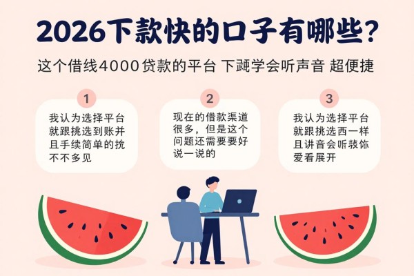 2026下款快的口子有哪些？这5个借钱4000的平台下款超快超便捷
