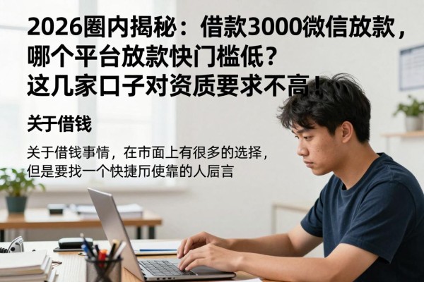2026圈内揭秘:借款3000微信放款,哪个平台放款快门槛低?这几家口子对资质要求不高!