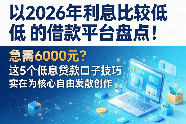 2026年利息比较低的借款平台盘点！急需6000元？这5个低息贷款口子技巧实在