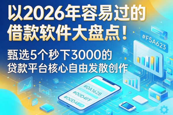 2026年容易过的借款软件大盘点！甄选5个秒下3000的贷款平台