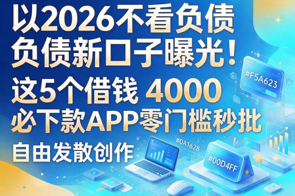 2026不看负债新口子曝光！这5个借钱4000必下款APP零门槛秒批