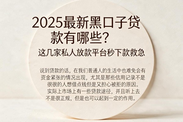 2025最新黑口子贷款有哪些？这几家私人放款平台秒下款救急