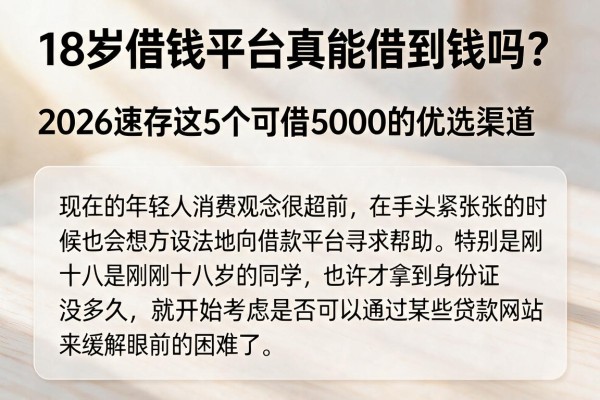 18岁借钱平台真能借到钱吗?2026速存这5个可借5000的优选渠道